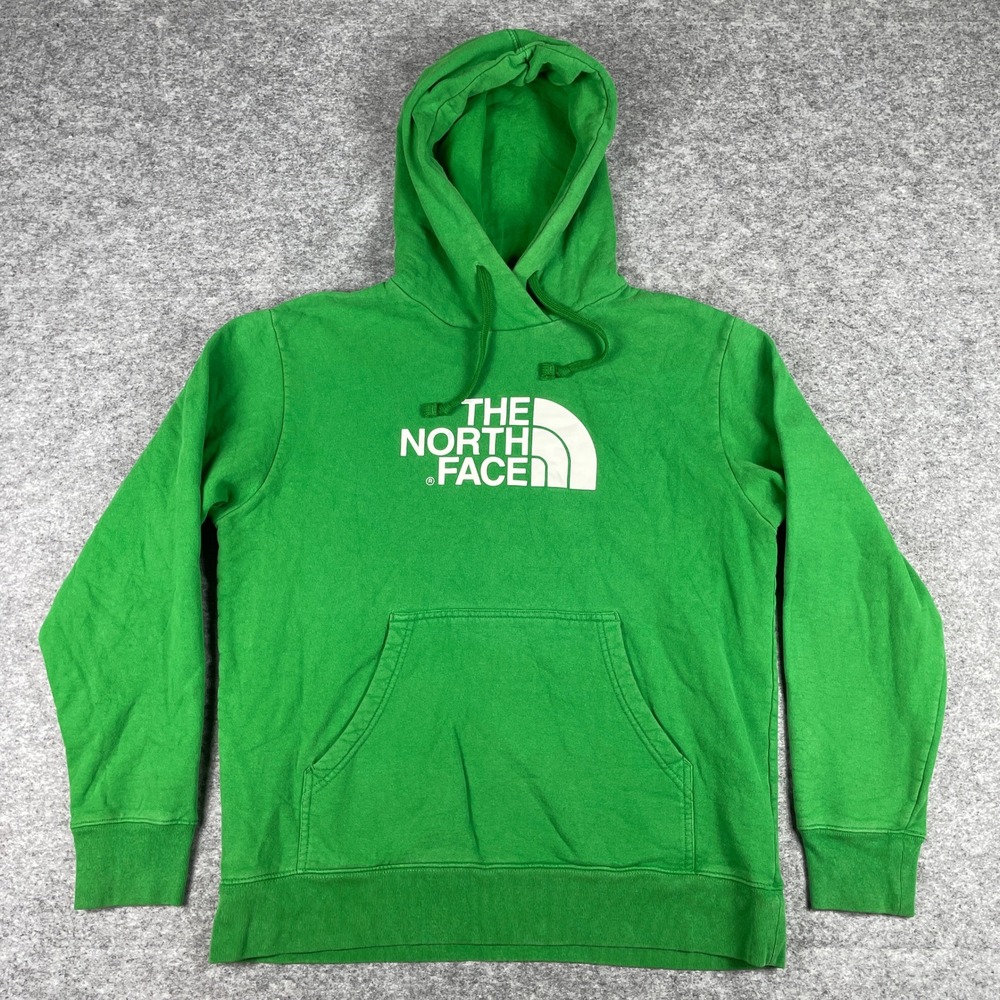 The North Face Hoodie Mens L Green Pullover Half Dome Fleece Pocket Outdoor